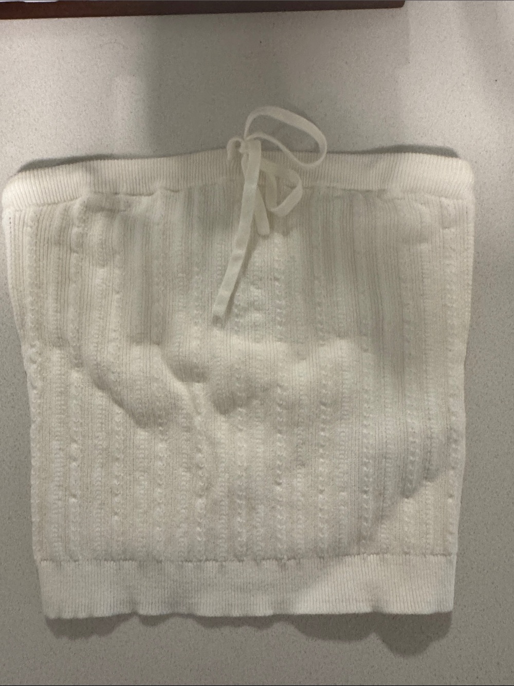 Reformation Zazie Cream cotton strapless Ribbed Knit Tube Top with Tie